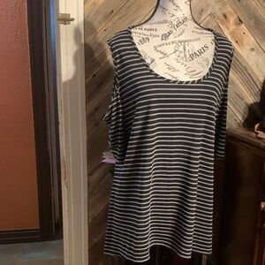 Rani Arabella Black and White Striped Scoop Neck Tank
